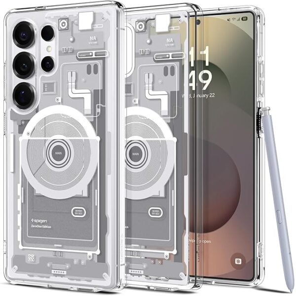 Spigen Ultra Hybrid MagFit for Samsung Galaxy S25 Ultra Case, Galaxy S25 Ultra Back Cover (2025) - TPU+PC｜Zero One White